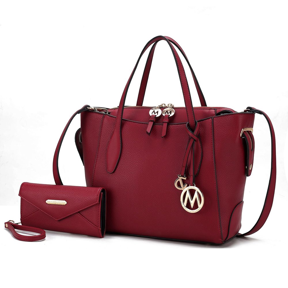 Tote Bag With Wristlet Wallet, Vegan Leather Top-Handle Shoulder C :3